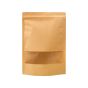 500x Kraft Paper Stand Up Pouches with Window-Coated-150x230mm 130um