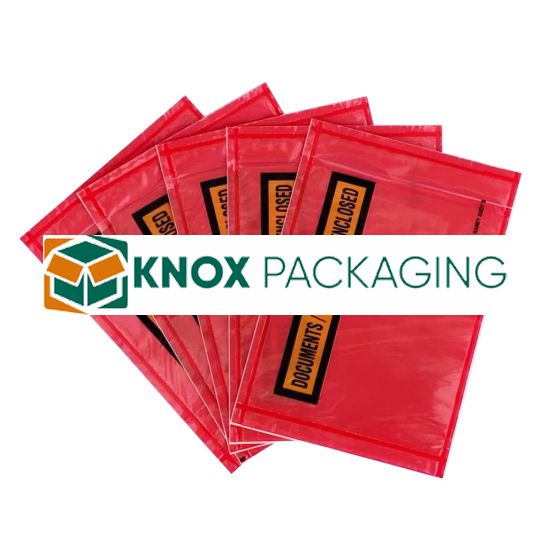 1000pcs 115mm x 165mm Documents Enclosed Sticker Pouch Doculopes Printed Red