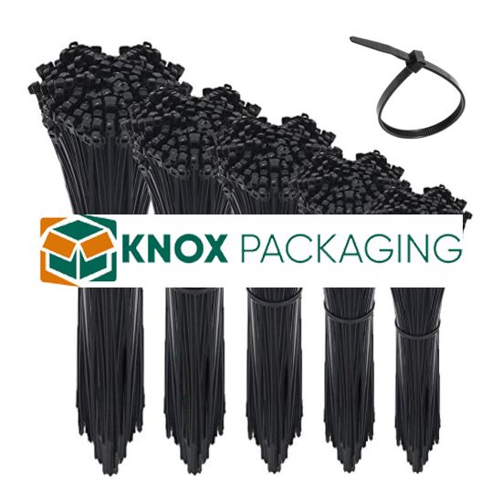 200pcs Cable Zip Ties 4.8mm x 300mm Black Nylon UV Stabilised
