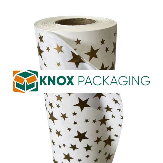 Wrapping Paper Roll 500mm X 60m Gold Star 80GSM