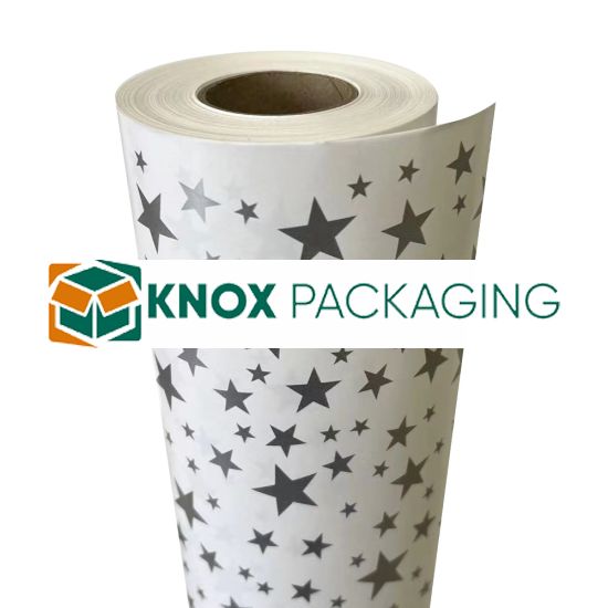 Wrapping Paper Roll 500mm X 60m Silver Star 80GSM