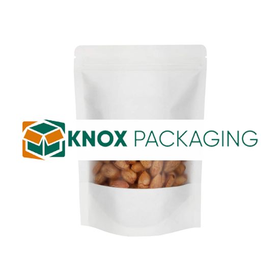 100x White Stand Up Pouches with Window 240x335mm