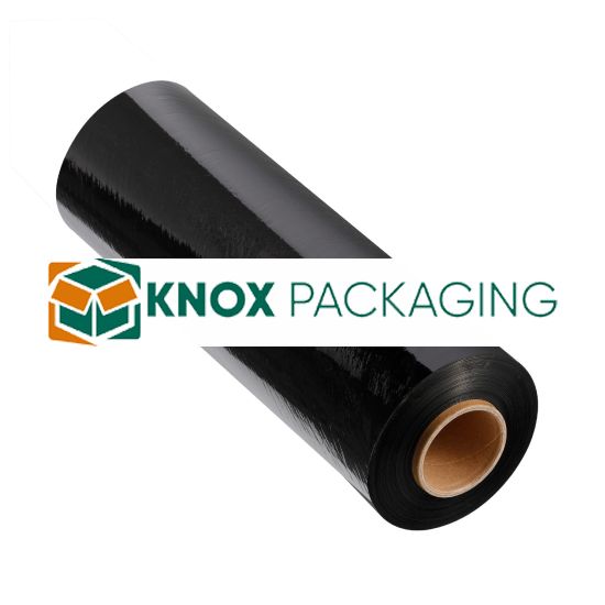 4 Rolls 25UM Black 500mm Hand Stretch Film Cast Pallet Wrap 4.6kg/roll