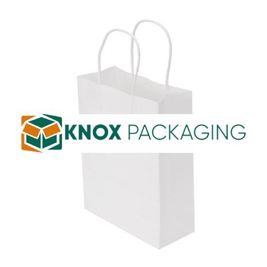 250pcs White Paper Twisted handle Bag 190×245+80mm