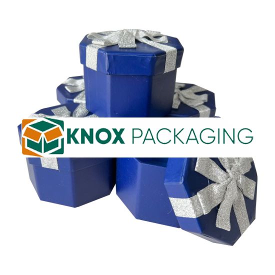 Octagonal Blue Gift Box with Silver bow 1pcs