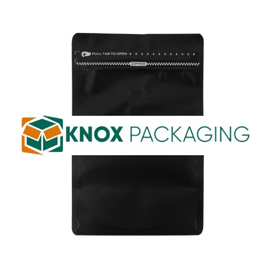 1KG Black Coffee Bag 140um Air Degassing Valve 100pcs