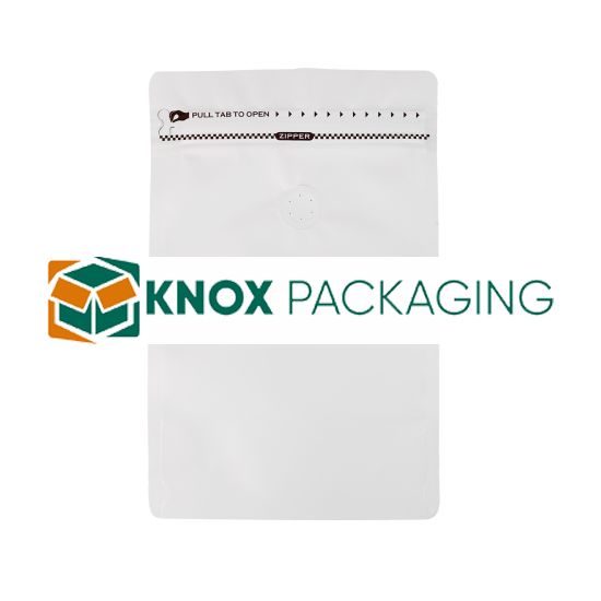 1KG White Coffee Bag 140um Air Degassing Valve 100pcs