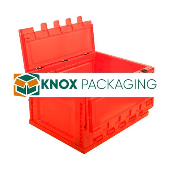 Folding Storage Box Workshop Container 53L Red 5pcs