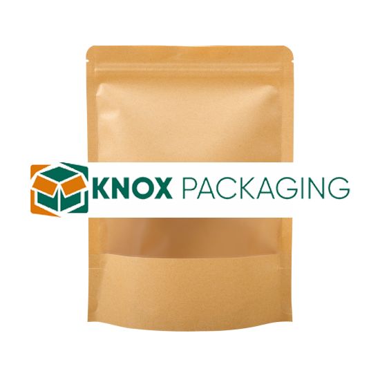 300x Kraft Paper Stand Up Pouches with Window-Coated-180x260mm 130um