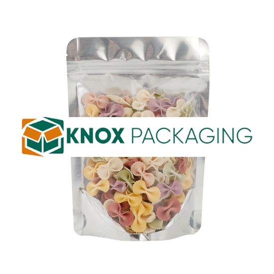 500x Stand Up Pouches Clear Front with Foil Back 120x170mm 130um