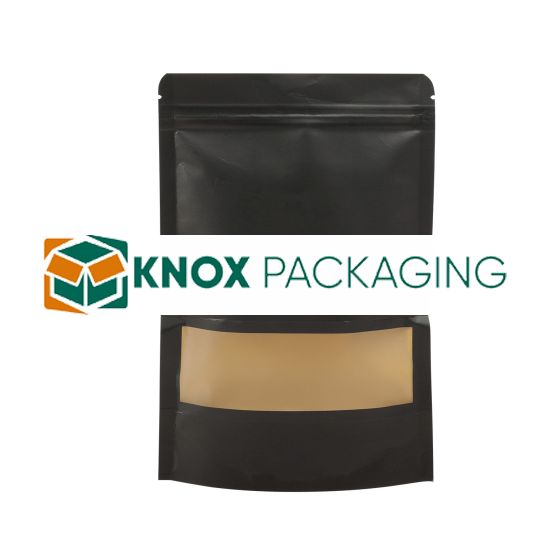 500x Black Stand Up Pouches with Window-Coated-100x150mm 130um