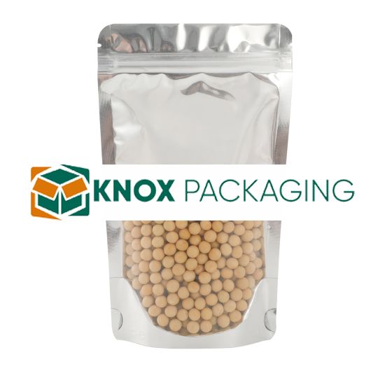 500x Stand Up Pouches Clear Front with Foil Back 120x200mm 130um