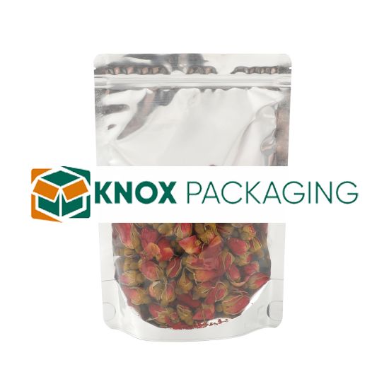 500x Stand Up Pouches Clear Front with Foil Back 160x240mm 130um