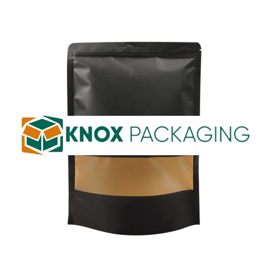 300x Black Stand Up Pouches with Window-Coated-200x300mm 130um