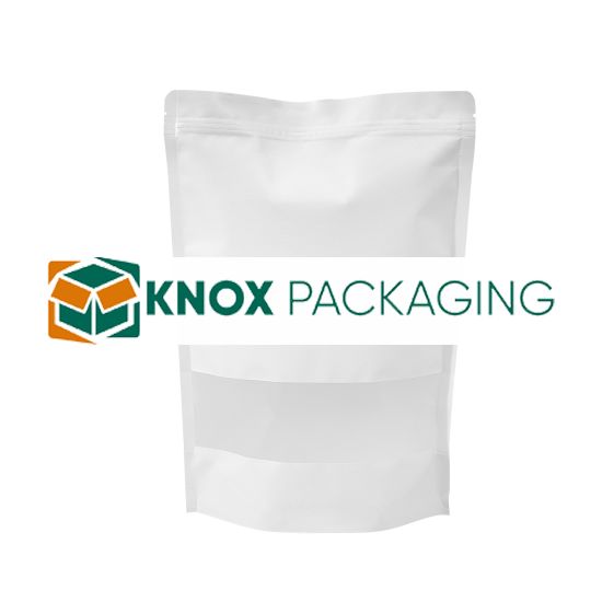 300x White Stand Up Pouches with Window-Coated-230x330mm 130um