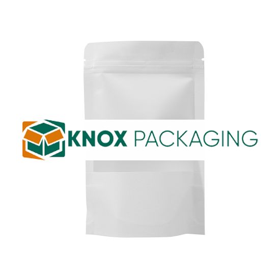 300x White Stand Up Pouches with Window-Coated-180x260mm 130um