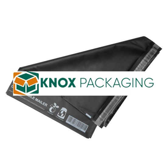 500pcs Black Compostable Satchels 310x405mm 65Mic