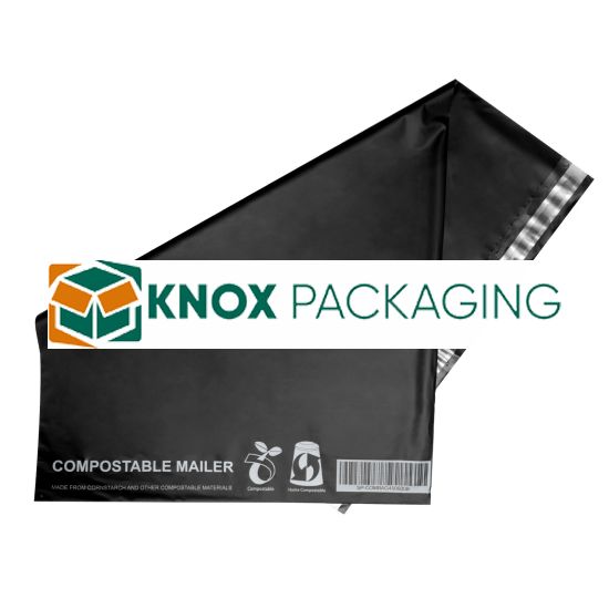 200pcs Black Compostable Satchels 450x600mm 65Mic