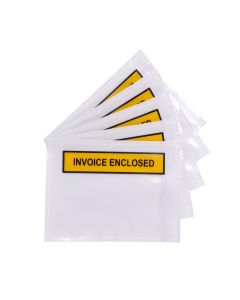 1000pcs 115mm x 150mm Invoice Enclosed Sticker Pouch Doculopes Printed White