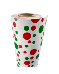 Wrapping Paper Roll 500mm X 60m Red Green Dots 80GSM