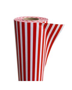 Wrapping Paper Roll 500mm X 60m Red White Stripe 80GSM