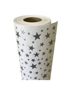 Wrapping Paper Roll 500mm X 60m Silver Star 80GSM
