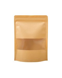 500x Kraft paper Stand Up Pouches with Window-Coated-90x140mm 130um