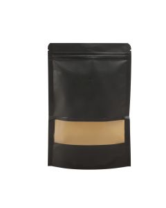 500x Black Stand Up Pouches with Window-Coated-90x140mm 130um