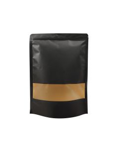 300x Black Stand Up Pouches with Window-Coated-200x300mm 130um