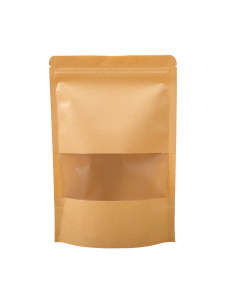 300x Kraft Paper Stand Up Pouches with Window-Coated-200x300mm 130um