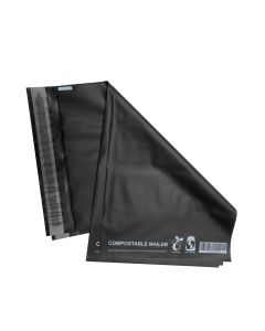 500pcs Black Compostable Satchels 220x355mm 65Mic